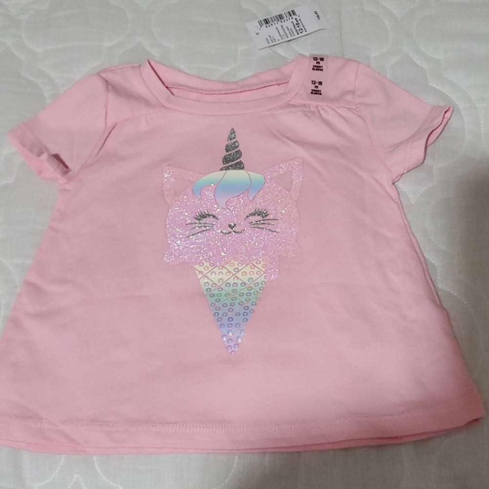The Children's Place unicorn  cat shirt. Pink